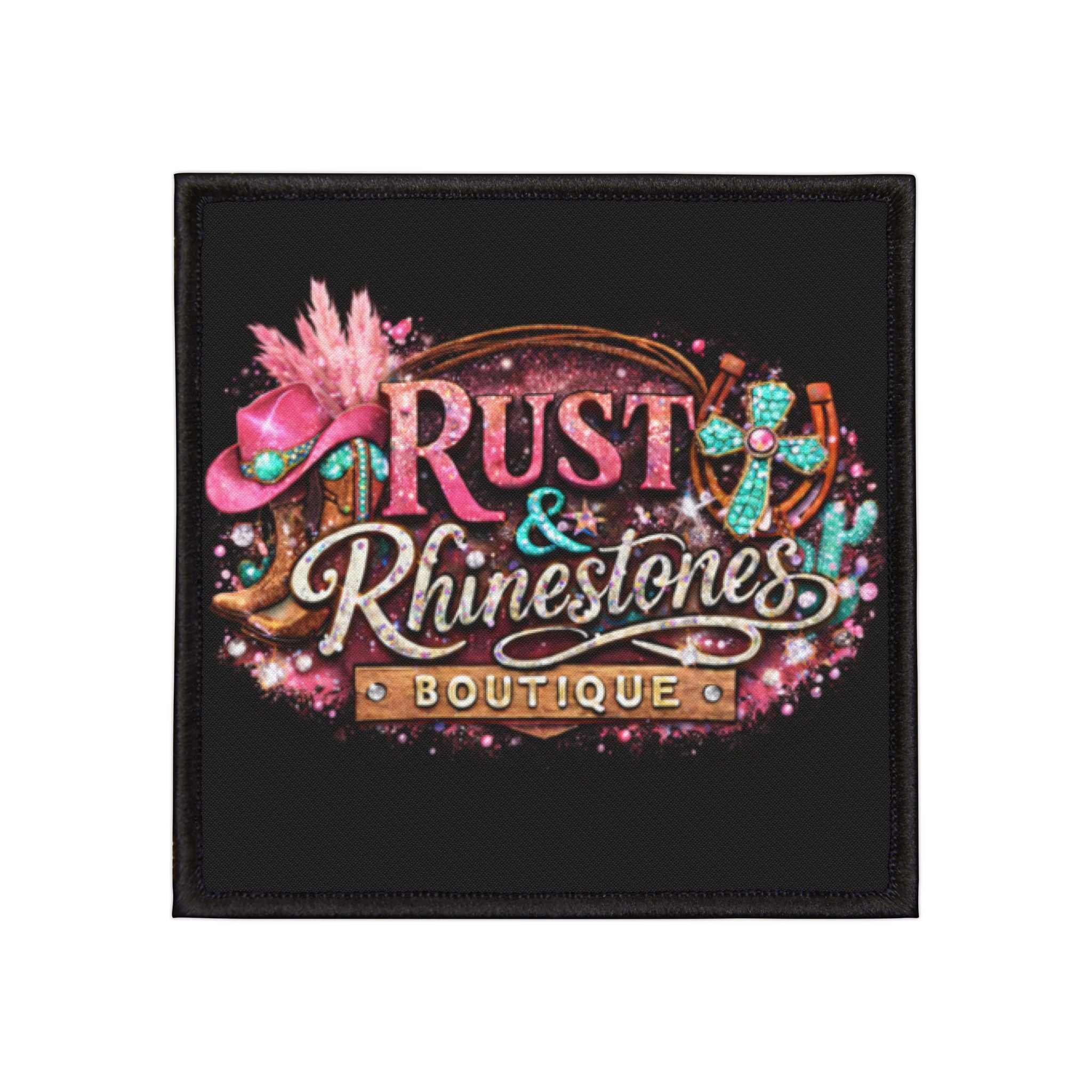 Rust & Rhinestones Boutique Patch — Iron-On Decorative Patch