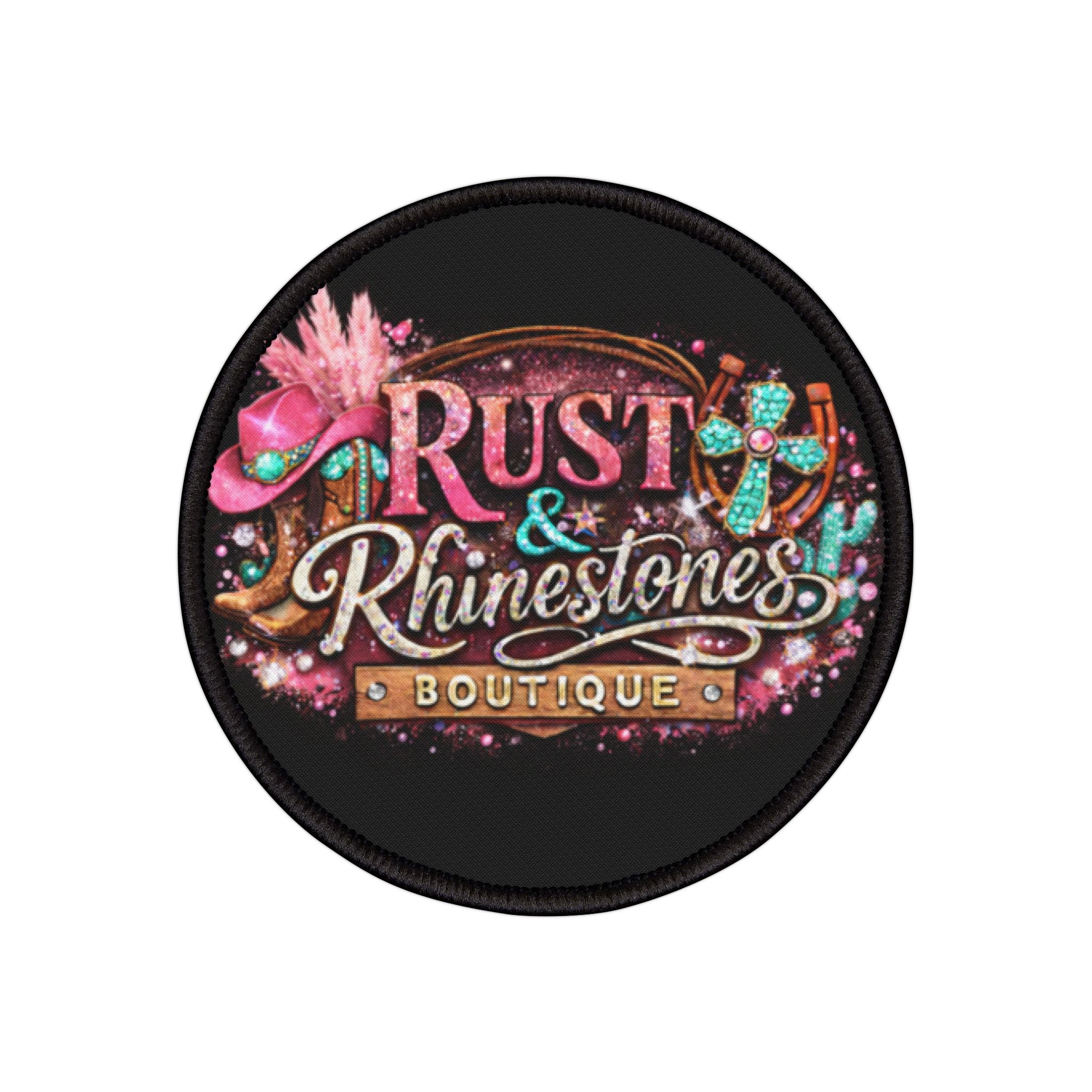Rust & Rhinestones Boutique Patch — Iron-On Decorative Patch